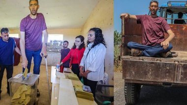 ‘Dünyanın en uzun adamı’ Sultan Kösen traktörle gidip oy kullandı