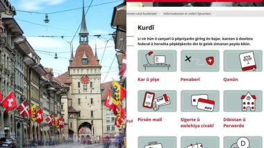 İsviçre'nin başkenti Bern'in sitesine Kürtçe seçeneği eklendi