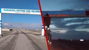 Köylülerin astığı Kürtçe tabela kaldırıldı