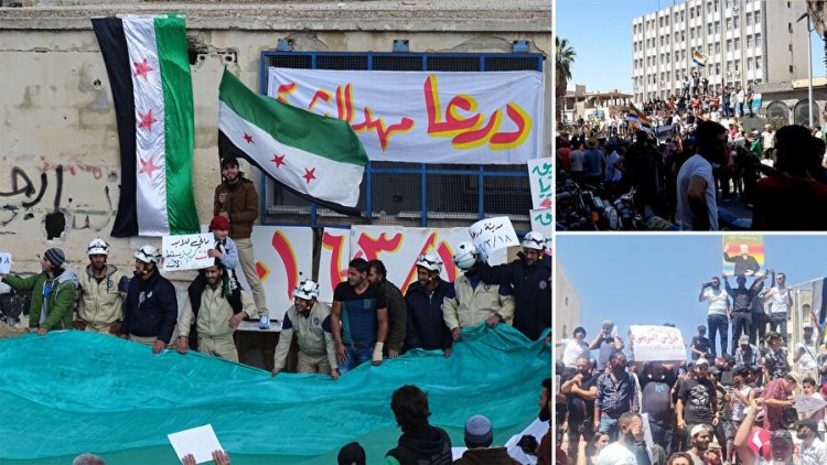 Rojava ve Suriye’de Şam yönetimine karşı protesto düzenlendi